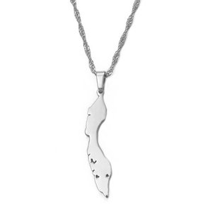 Collares con colgante de <span class=keywords><strong>mapa</strong></span> de las <span class=keywords><strong>islas</strong></span> de Curacao de acero inoxidable Mapas de joyería chapados en oro de 18K #018921 - Product Image 2