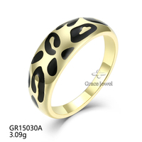 Grace Jewel's Modern INS Design Bague à grille léopard pour femme en argent sterling 925 plaqué or créatif pour les fêtes et les cadeaux