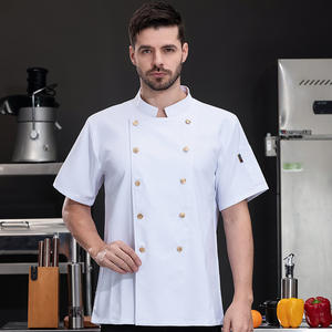 Nuevo Hotel Restaurante Cafetería Trabajo <span class=keywords><strong>de</strong></span> cocina Ropa <span class=keywords><strong>de</strong></span> chef <span class=keywords><strong>de</strong></span> manga corta Panadería Repostería Chef Verano Blanco Chef Top y <span class=keywords><strong>delantal</strong></span> - Product Image 3