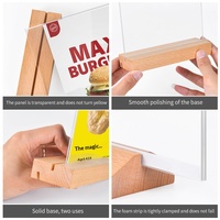 [Exclusivité transfrontalière] Présentoir de table A4 en bois massif et acrylique pour menu, prix et publicité en restauration