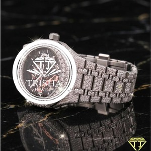 Montre de luxe la plus vendue avec diamants Moissanite, dotée d'un mouvement mécanique automatique visible, sertie de pierres VVS, en acier inoxydable - Product Image 6