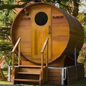 Salle de sauna luxueuse en bois massif de style tonneau pour un usage domestique personnel avec technologie infrarouge lointain - Product Image 6