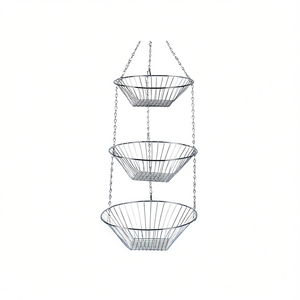 Hanging Basket 3 Tier 72cm 25.5cm <b>Silver</b> <b>Wire</b> Basket For Indoor Outdoor Use - Product Image 2