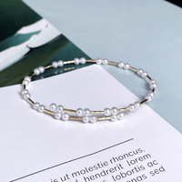 Bracelet de mariée vintage romantique plaqué or 18 carats, motif géométrique, perles d'eau douce, lustre crème uniforme, cadeau de mariage