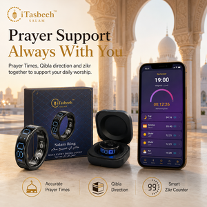 แหวนอัจฉริยะ iTasbeeh Salam สำหรับการสวดมนต์ พร้อมตัวนับดิจิทัล ซิกร คิบลา ฟินเดอร์ ตรวจวัดอัตราการเต้นของหัวใจ ตรวจจับการนอนหลับ มาตรฐานกันน้ำ IP67 แหวน iTasbeeh - Product Image 2
