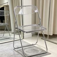 Chaise pliante transparente d'extérieur très vendue, chaise de salle à manger confortable en acrylique avec dossier, chaise transparente pour salon