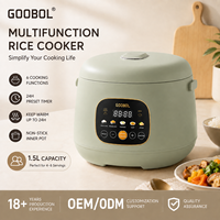 Cuisinière à riz électrique 1,5 L, 4-8 portions, cuve intérieure antiadhésive facile à nettoyer, écran LCD, 4 modes de cuisson, maintien au chaud automatique, qualité alimentaire
