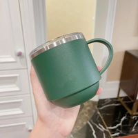 Tasse à café couleur noire avec logo imprimé au laser Tasse de voyage isolée en acier inoxydable 304 330ml