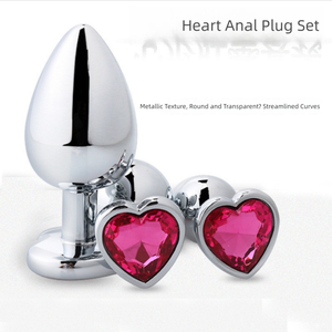 Juego de 3 Tamaños de Juguetes Sexuales Anales de Metal para Hombres y Mujeres, Tapón Anal de Aleación de Aluminio en Forma de Corazón, Masajeador, Juguetes Sexuales para Adultos - Product Image 3