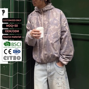 Men <b>Camo</b> Hooded Windbreaker <b>Jacket</b> Full Zip Loose Fit Lightweight Streetwear Coat Custom - Product Image 1