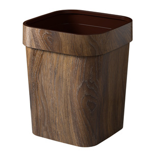 Stylish Wooden Grain Trash Can Square Indoor Waste Bin for Kitchen Bathroom Bedroom Living Room - Product Image 5