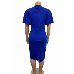 Nuove Donne di Estate Vestono <span class=keywords><strong>Abbigliamento</strong></span> Africano Increspature Del Manicotto di Colore Solido Aderente Slim Fit Della <span class=keywords><strong>Signora</strong></span> di Usura del Lavoro <span class=keywords><strong>Elegante</strong></span> Del Partito di Notte Abiti - Product Image 5