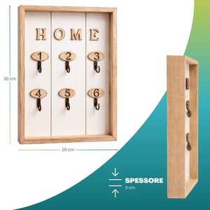 Organizador de llaves de madera para montar en la pared, caja para llaves de 20x30 cm con ganchos para hoteles y alojamientos. - Product Image 2