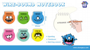 Блокнот Strange Us Monster в твердом переплете с металлическим кольцом, размером с ладонь (90x85 мм), с карманом, высококачественная бумага, 70 листов - Product Image 2