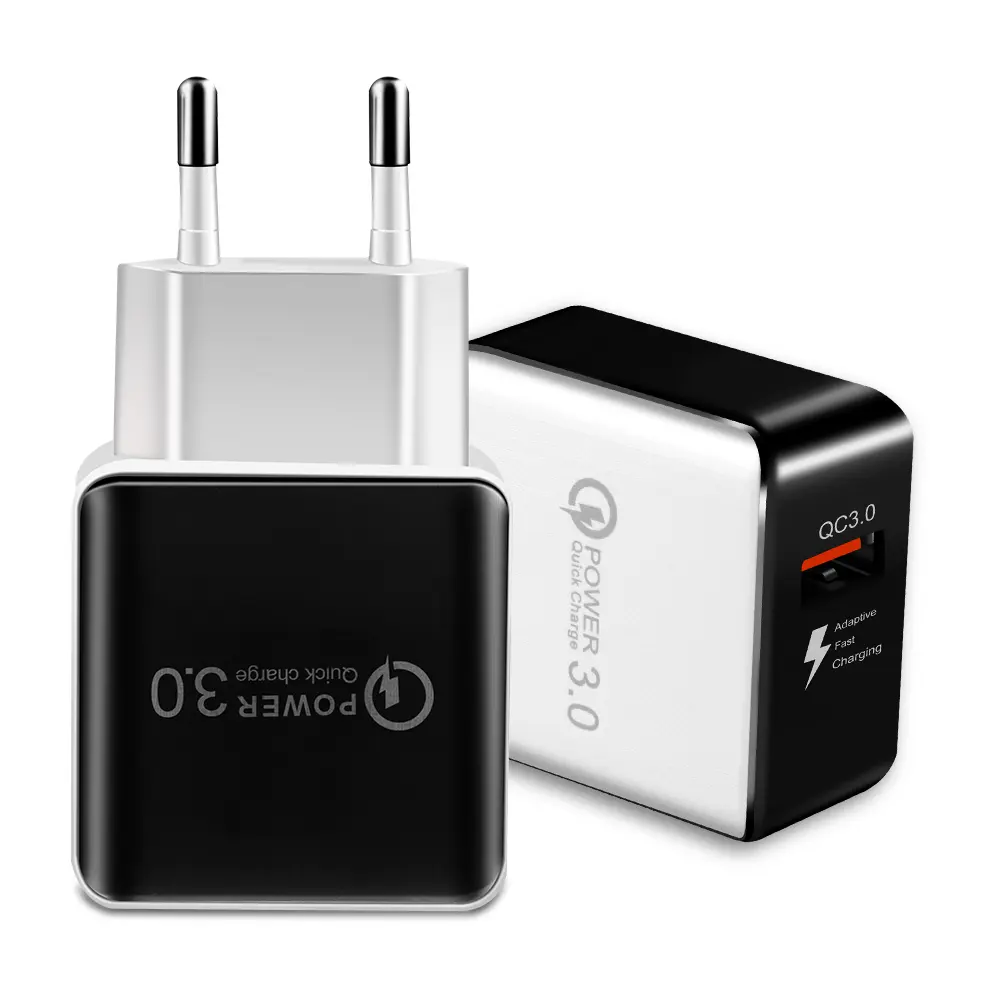 Portable Qualcomm multi single port mobile phones accessories 18w wall adapter fast USB charger quick charge 3.0 travel charger