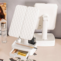 Nouveau miroir de coiffeuse à trois volets cosmétique LED pour femmes miroir de maquillage de bureau Portable avec cadeau de lumière de remplissage