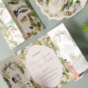 Juego de Invitaciones de Boda Impresas en Letterpress con Papel de Arte de Cartón Premium, Kit de Tarjetas de Felicitación de Lujo Hechas a Medida para Fiesta de Bodas - Product Image 6