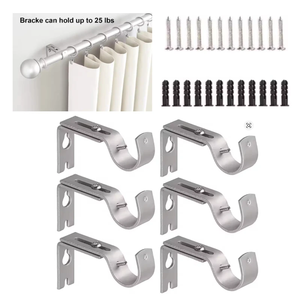 Adjustable <b>Single</b>-Side Powder Coated <b>Curtain</b> Rod Brackets and Holders for Walls Drapery Hardware Window Support - Product Image 2