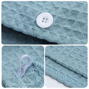 Serviette de séchage en microfibre pour cheveux longs, turban en tissu éponge à absorption rapide, pour séchage après la douche, style gaufré - Product Image 3
