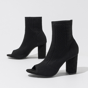 Botas elásticas de punto con tacón grueso y redondo, estilo boca de pez, con orificios para bailar, botines cortos, talla 42 - Product Image 5