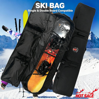Sac de ski/snowboard pour débutant en polyester 600D résistant à l'eau, pour une ou deux planches, sans roulettes, avec fermeture à crochet, bandoulière et poignée.
