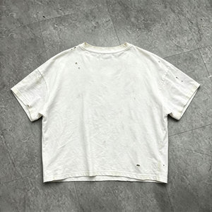 T-shirt d'été pour homme blanc 100 % coton à manches courtes, coupe oversize, imprimé graphique DTG, effet délavé et vieilli, style boxy, hip-hop, écoresponsable - Product Image 2