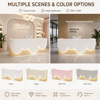 Comptoir d'accueil incurvé haut de gamme avec LED, logo personnalisé, taille sur mesure, pour salon de beauté, magasin de vêtements, hall d'accueil de bureau