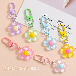 Resin Flower Keychain Pendant Girl Flowers Mini Cute Bag Pendant Car Key Charm Earphone Phone Hanging <b>Accessories</b> <b>Birthday</b> Gift - Product Image 2