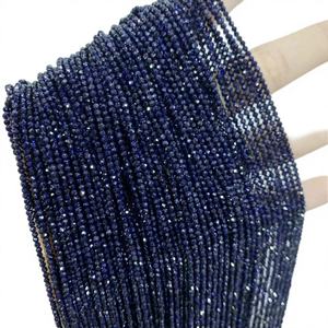 Precio al por mayor: Cuentas de piedra redondas facetadas de zafiro azul de 2 mm, sueltas, de piedra natural, certificadas de la India, Rajasthan, para bricolaje. - Product Image 3