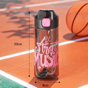 Großhandel individuelles Logo 700 ml Trinkbecher für Fitnessstudio Fitness im Freien Sport Plastik-Wasserflasche mit Strohhalm