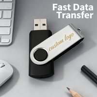 Memoria USB Personalizada, Pendrive Metálico USB 2.0, Memoria USB Giratoria con Capacidad de 1GB a 64GB