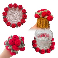 Sous-verre en forme de bouquet de roses fait main, crocheté, cadeau créatif, motif floral tissé, isolation thermique en PP, en stock