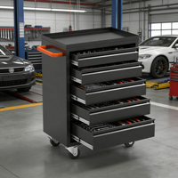 Chariot d'atelier portable moderne en acier avec 5 tiroirs, serrure à clé, garantie 3 ans pour garage et atelier, OEM