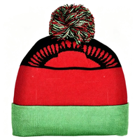 Nouveau bonnet tricoté avec drapeau de Madagascar pour femmes et hommes, bonnet à pompon, bonnet chaud d'hiver, doux, extensible, pas cher, vente en gros personnalisée