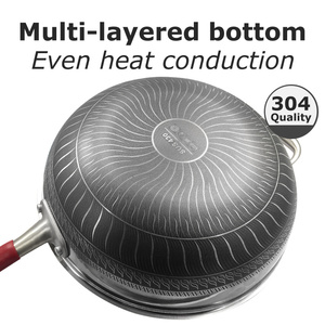 Poêle à frire double antiadhésive multi-tailles en nid d'abeille de 32 cm, acier inoxydable 304 de qualité alimentaire, poêle à frire 304, poêle à griller pour steak - Product Image 6