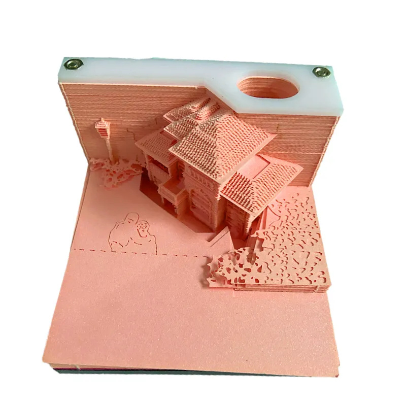Calendário de papel para decoração de mesa, bloco de notas 3D, estatueta de papel 3D de venda de fábrica, construção de notas adesivas