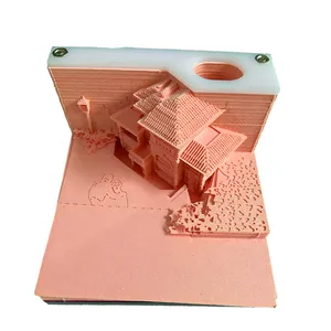 Penjualan pabrik kertas 3D statuette konstruksi catatan tempel 3d memo pad dekorasi meja kertas kalender