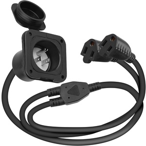 <span class=keywords><strong>Accessoires</strong></span> de <span class=keywords><strong>caravane</strong></span> Prise d'alimentation CA 15 ampères 125 V avec cordon d'extension double intégré de 18 pouces NEMA 5-15 - Product Image 2