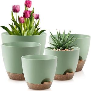 Pots de plantes blancs 5/5. Pots de fleurs à arrosage automatique de 5/6 pouces jardinières intérieures et extérieures <span class=keywords><strong>avec</strong></span> réservoir de soucoupe à trou de drainage - Product Image 5
