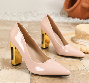 Zapatos de Tacón Alto Metálicos con Punta Puntiaguda de Charol para Mujer, Zapatos de Vestir para Oficina y Fiesta - Product Image 4