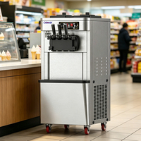 Machine commerciale sur pied pour glace molle, yaourt et fruits (2+1 saveurs) 110V/220V pour les salons de thé et les commerces de proximité