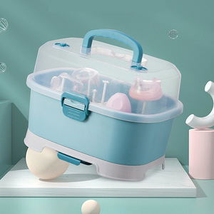 Boîte de rangement pour biberons, grande capacité, organisateur de vaisselle couvert et drainable pour outils d'alimentation pour bébés de 0 à 12 mois - Product Image 4