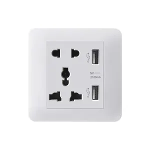 Universal Power Multi Plug Electric Socket Outlet 5 Pins Socket With Dual USB