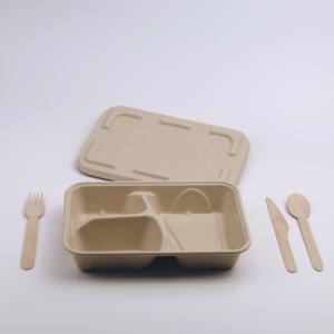 Para ir Bagazo de caña de azúcar Embalaje 2 3 4 Compartimentos Arroz Bento Desechable Restaurante <span class=keywords><strong>Take</strong></span> <span class=keywords><strong>Away</strong></span> Contenedor de comida Fiambrera - Product Image 2