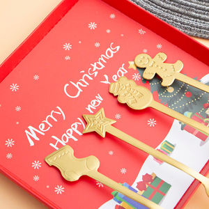 Mini-cuillères à mélanger le miel, fourchettes, ensemble de couverts de Noël avec boîte cadeau pour le thé, le café, les bars et les fêtes - Product Image 3