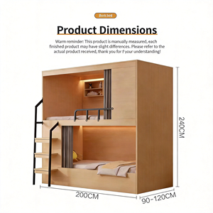Lit superposé capsule spatiale en bois massif de qualité supérieure - Lit double moderne modulaire à deux niveaux pour appartements, hôtels, écoles et auberges - Product Image 5