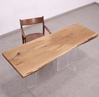 Table de salon en bois massif de chêne blanc de style américain de haute qualité avec bord naturel