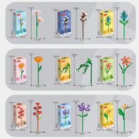 Bloques de Construcción en Forma de Flor, Rompecabezas 3D de Plástico ABS, Mini Bloques de Construcción de Rosas para Niños