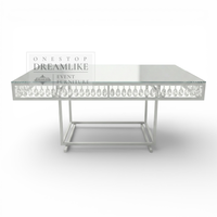 Ensemble table et chaises rectangulaires en fer blanc et verre trempé, style moderne et rêveur, durable pour hôtels, mariages et événements en plein air
