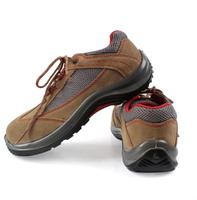 Zapatos de Seguridad Antiestáticos con Puntera de Acero y Malla de Gamuza Marrón de Corte Bajo
